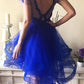 Scoop A Line Open Back Homecoming Dresses With Applique Tulle