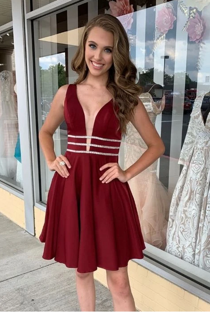 burgundy short prom dresses,homecoming party dresses 785