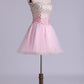 Sweetheart A Line Short/Mini Prom Dress With Full Beaded Bodice Tulle