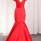 Satin Mermaid Off The Shoulder With Ruffles Evening Dresses