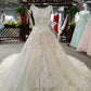 Marvelous Scoop Neck Floral Wedding Dresses Lace Up With Appliques And Beadings