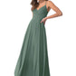 Kiana Spaghetti Staps Floor Length A-Line/Princess Sleeveless Off The Shoulder Natural Waist Bridesmaid Dresses