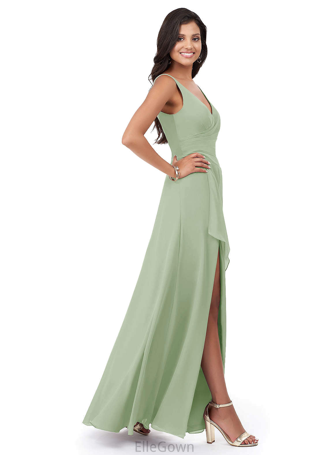 Danielle Spaghetti Staps A-Line/Princess Natural Waist Floor Length Sleeveless Tulle Bridesmaid Dresses