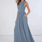Judy Natural Waist Spaghetti Staps Sleeveless Floor Length A-Line/Princess Bridesmaid Dresses