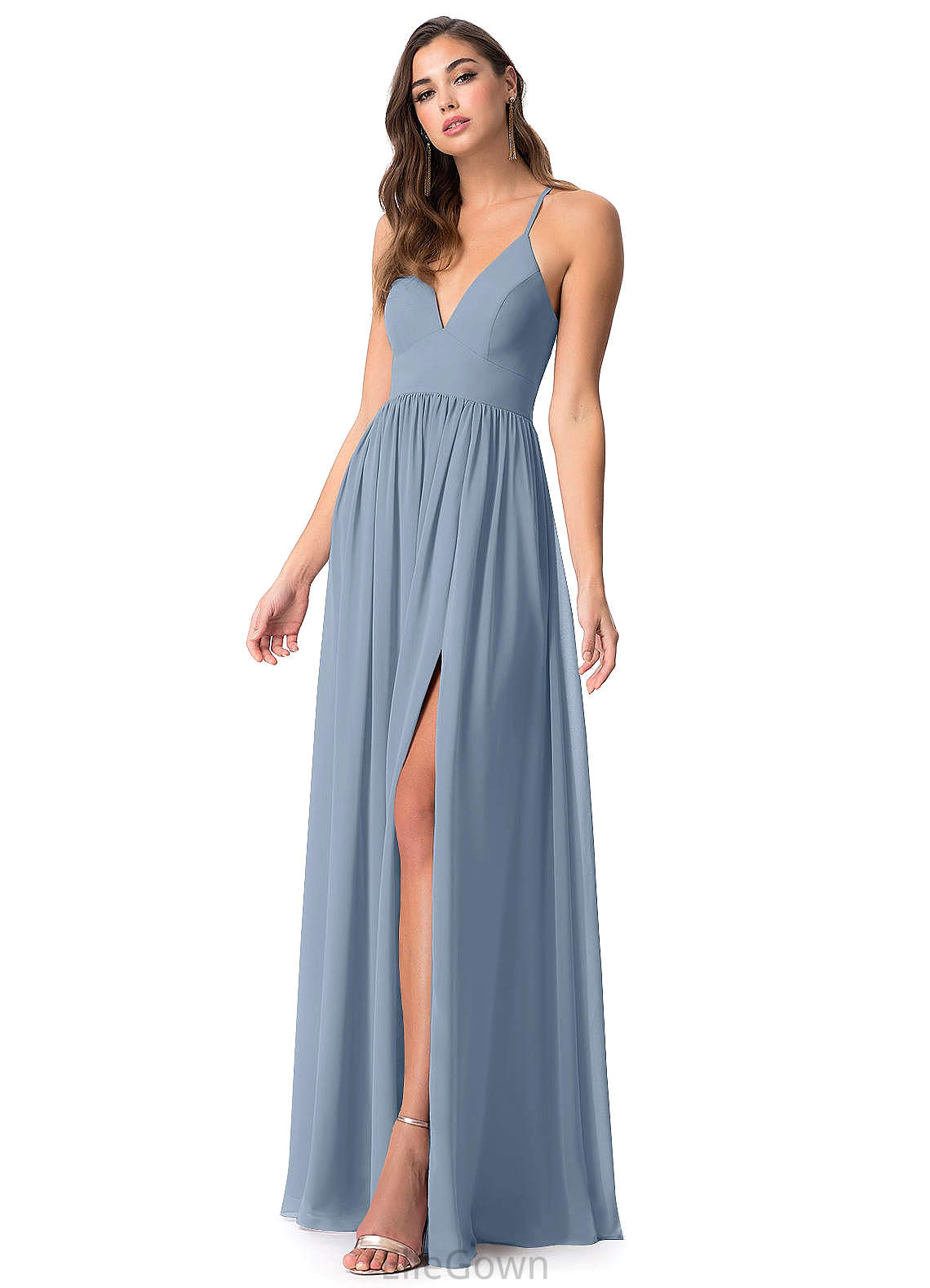 Gretchen A-Line/Princess Natural Waist Sleeveless Scoop Floor Length Bridesmaid Dresses