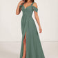 Ainsley A-Line/Princess Floor Length Spaghetti Staps Sleeveless Natural Waist Bridesmaid Dresses