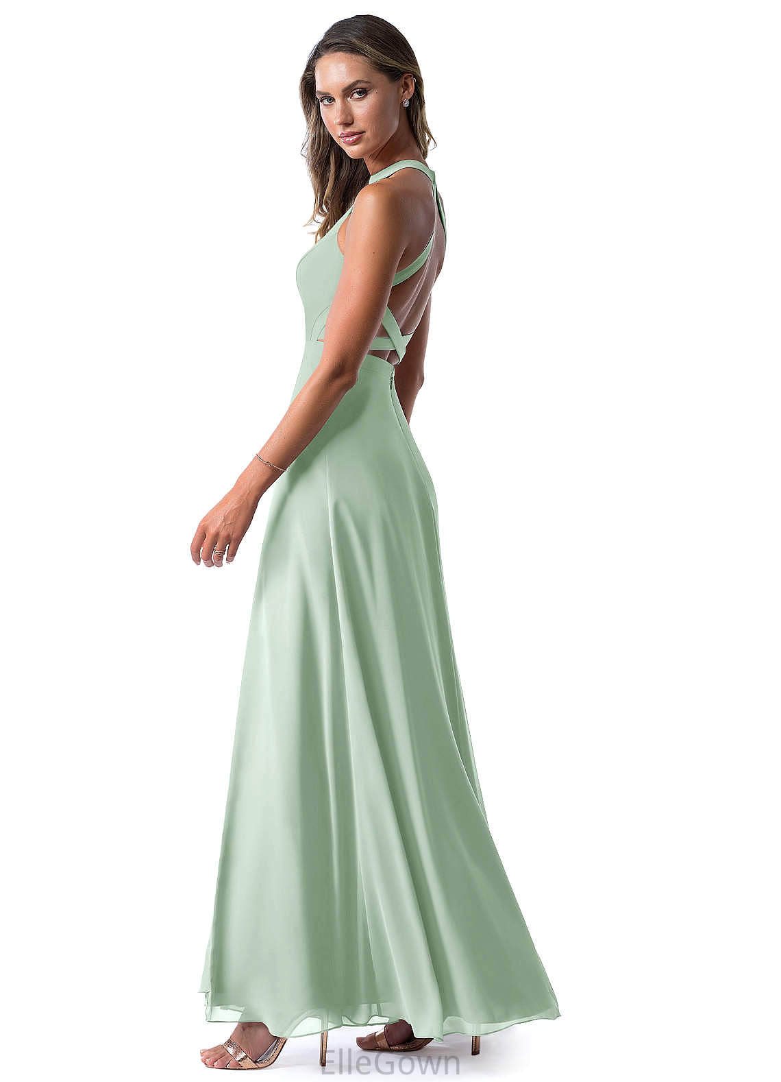 Amelie Floor Length A-Line/Princess Sleeveless V-Neck Natural Waist Bridesmaid Dresses