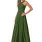 Marina Sleeveless Off The Shoulder A-Line/Princess Floor Length Natural Waist Spaghetti Staps Bridesmaid Dresses