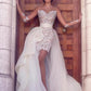 Unique Sheath Long Sleeve Sweetheart Tulle Lace Wedding Dresses, Beach Wedding Gowns SJS15465
