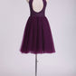 Hot Halter Homecoming Dresses A-Line Tulle Beaded Bodice Mini