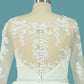 A Line Tulle V Neck Long Sleeves Wedding Dresses With Applique And Beads Sweep Train