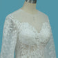 A Line Prom Dresses Scoop Long Sleeves Lace With Applique