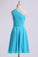 One Shoulder Bridesmaid Dresses A Line Knee Length Chiffon With Ruffle