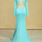 Two Pieces Prom Dresses Mermaid Spandex & Tulle With Applique