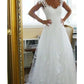 Tulle Straps With Applique A Line Sweep Train Wedding Dresses