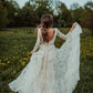 Charming Long Sleeves Lace V Neck Bohemian Backless Beach Wedding SRS20400