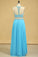 Two-Piece Scoop Prom Dresses A Line Open Back Chiffon & Tulle With Beading