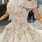 Off-The-Shoulder Ball Gown Lace Lace Up Back Royal Train Wedding Dress With Beading