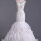 Wedding Dresses Bateau Mermaid Tulle With Applique & Beads