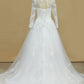 2024 Tulle Scoop Long Sleeves A Line With Applique Wedding Dresses