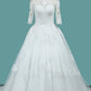 Wedding Dresses A Line Mid-Length Sleeves Tulle With Applique