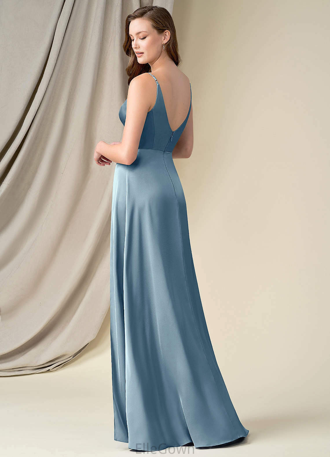 Frida A-Line/Princess Natural Waist Floor Length Spaghetti Staps Sleeveless Bridesmaid Dresses