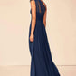 Denise Floor Length Sleeveless Natural Waist Scoop A-Line/Princess Bridesmaid Dresses