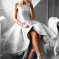 Elegant Spaghetti Straps High Gray Lace Long Prom Dresses Evening Dresses