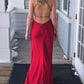 Sexy Ed Open Back Long Simple Cheap V-Neck Prom Dresses Party Dresses
