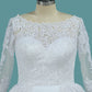 Long Sleeves Ball Gown Wedding Dresses Bateau Tulle & Satin With Applique