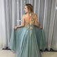A-Line Spagahetti Straps Sweetheart Beades Long Prom Dresses, Evening SRS15619