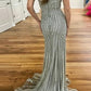 Sparkly Long Sheath Mermaid Spaghetti Straps Prom Dresses Evening Dresses