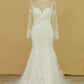 Mermaid Scoop With Applique Long Sleeves Wedding Dresses Tulle Court Train