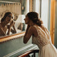 Elegant A Line Tulle Ivory V Neck Wedding Dresses With Pearls V Back Beach Bridal SRSPJ5XYJAD