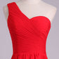 One Shoulder Pleated Bodice Lace Back A Line Prom/Evening Dress Chiffon