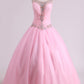 Scoop Quinceanera Dresses Tulle With Beads And Ruffles Floor Length