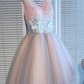 2024 Tulle Homecoming Dresses A Line V Neck Sequined Bodice Short/Mini