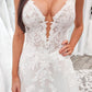 Fairy A Line V Neck Tulle Wedding Dresses with Lace