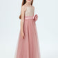 Spaghetti Strap Sequined Tulle Flower Girl Dresses With Flower Bow