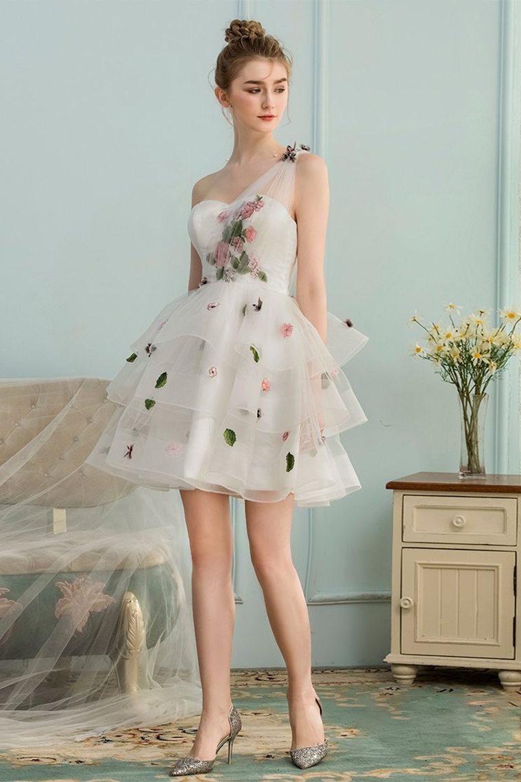 A-Line/Princess Halter Zoie Sleeveless Short/Mini Ruffles Chiffon Bridesmaid Homecoming Dresses Dresses
