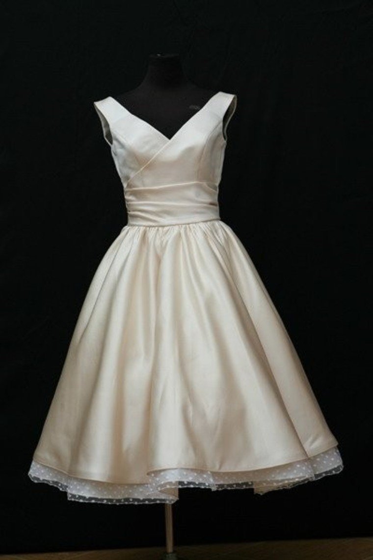 V Neck Satin With Ruffles A Line Homecoming Dresses