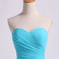 Sweetheart Pleated&Fitted Bodice A Line Dress Full Length With Layered Chiffon Skirt
