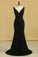 Black Lace Evening Dresses V Neck Open Back Sweep Train Sheath Size 8