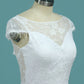 A Line Wedding Dresses Sexy Open Back Scoop Cap Sleeves Elastic Satin & Lace
