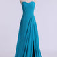 Sweetheart Chiffon Bridesmaid Dresses A-Line With Slit