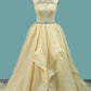 Organza A Line Scoop Wedding Dresses With Beading Court Train