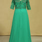 2024 Plus Size V Neck Mother Of The Bride Dresses With Beads & Applique Chiffon Color Hunter