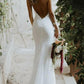 Backless Mermaid Spaghetti Straps Lace Backless Wedding Dresses Beach Bridal Dresses SJS15056