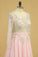 Plus Size A Line Chiffon Prom Dresses Bateau Long Sleeves With Beads & Applique