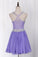 Delicate Short/Mini Halter A Line/Princess Homecoming Dresses Lace&Chiffon Beaded Bodice